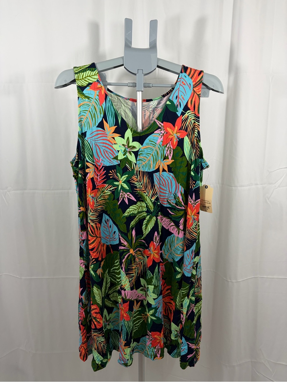 NWT St. John’s Bay Women’s Size XL Tropical Floral V-Neck Tank Dress